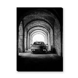 Ferrari Testarossa Vintage Wall Art – Black-and-White Archway Photo