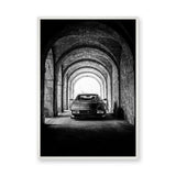 Ferrari Testarossa Vintage Wall Art – Black-and-White Archway Photo