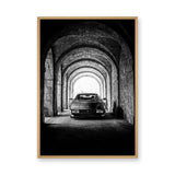 Ferrari Testarossa Vintage Wall Art – Black-and-White Archway Photo