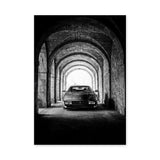 Ferrari Testarossa Vintage Wall Art – Black-and-White Archway Photo
