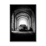 Ferrari Testarossa Vintage Wall Art – Black-and-White Archway Photo
