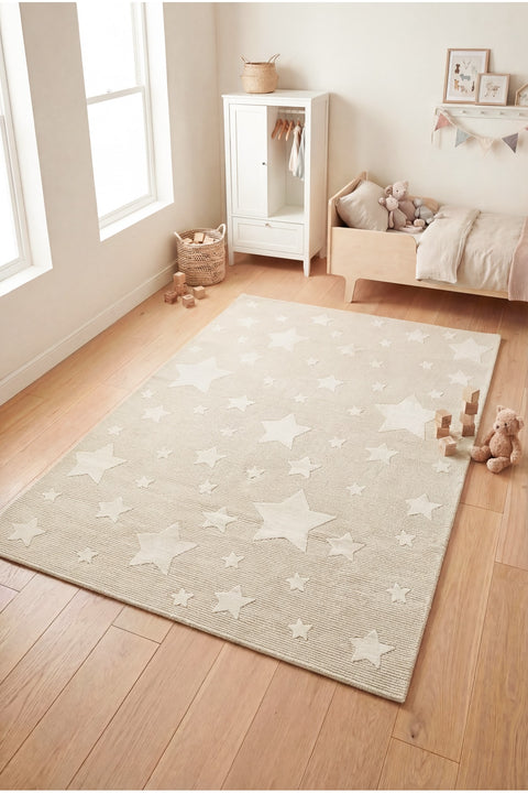 Figural Kids Area Rug – Cream in a nursery