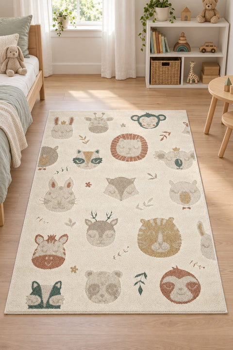 Figural Kids Area Rug – Cream & Beige 1 in a nursery