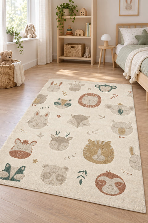Figural Kids Area Rug – Cream & Beige 1 in a nursery