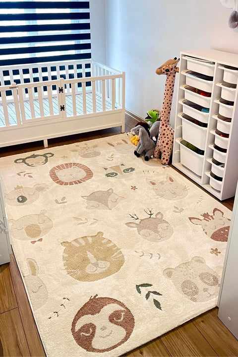 Figural Kids Area Rug – Cream & Beige 1 in a nursery