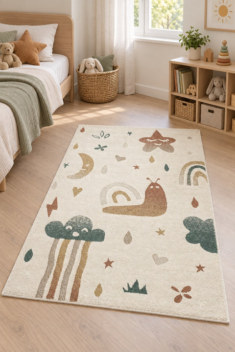 Figural Kids Area Rug – Cream & Beige 3 in a nursery