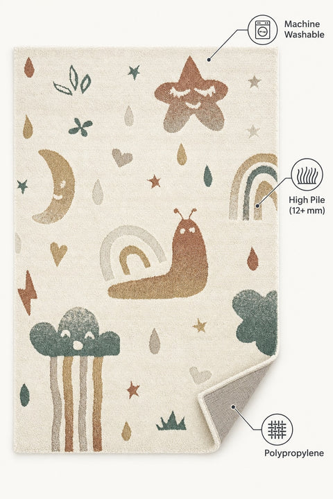 Figural Kids Area Rug – Cream & Beige 3 – features