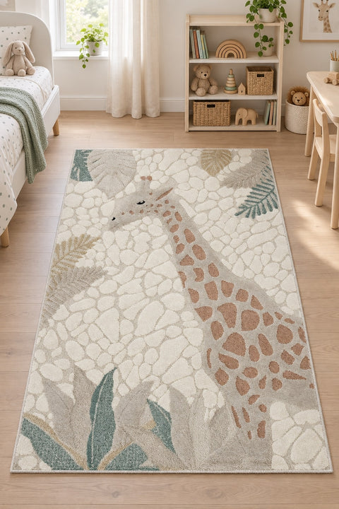 Figural Kids Area Rug – Cream & Beige 5 in a nursery