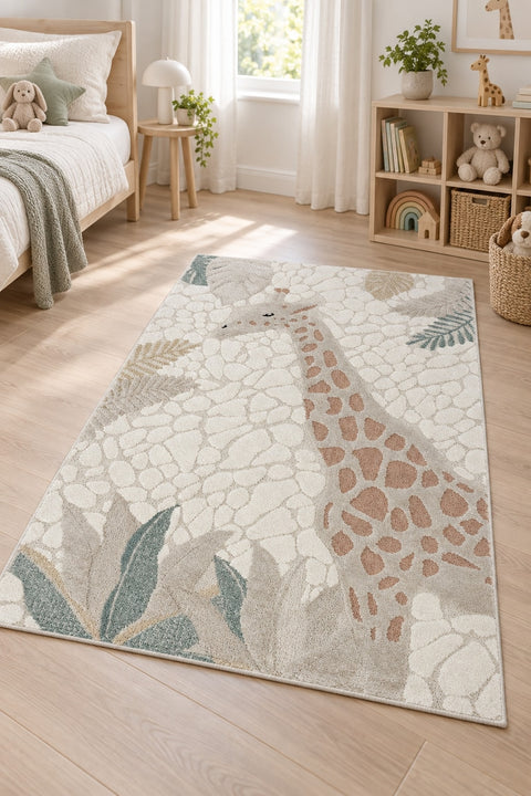 Figural Kids Area Rug – Cream & Beige 5 in a nursery