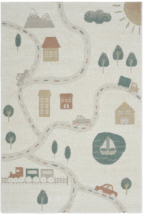 Figural Kids Area Rug – Cream & Beige 7