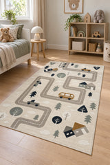 Figural Kids Area Rug – Gray in a nursery