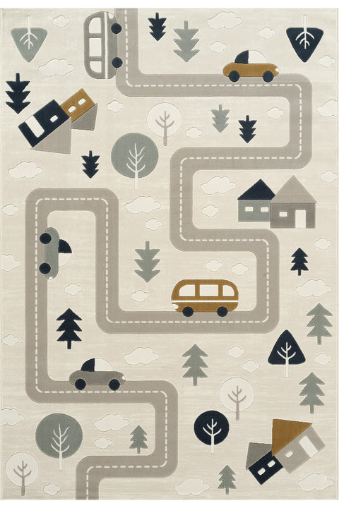 Figural Kids Area Rug – Gray