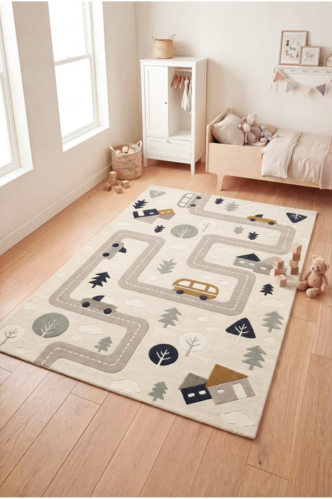 Figural Kids Area Rug – Gray in a nursery