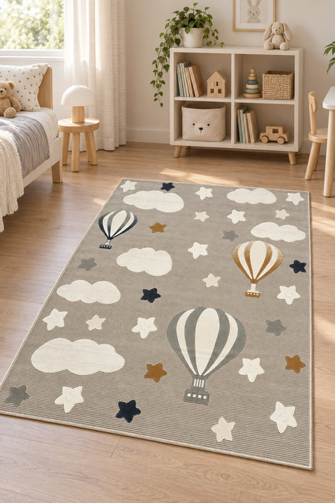 Figural Kids Area Rug – Gray 05 in a nursery
