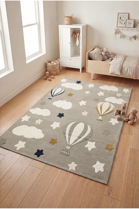 Figural Kids Area Rug – Gray 05 in a nursery