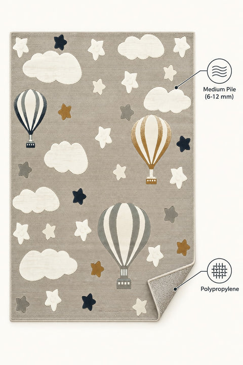 Figural Kids Area Rug – Gray 05 – features