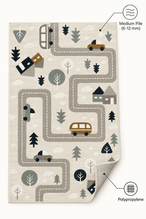 Figural Kids Area Rug – Gray – features