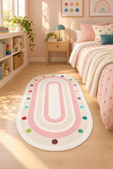 Figural Kids Oval Rug in a bedroom
