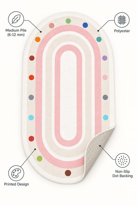 Figural Kids Oval Rug – features
