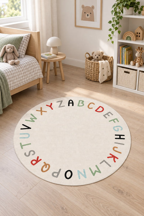 Figural Kids Round Rug in a nursery