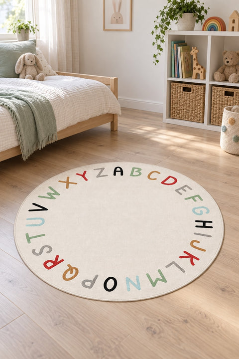 Figural Kids Round Rug in a nursery