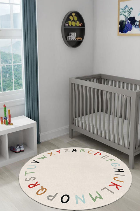 Figural Kids Round Rug in a nursery