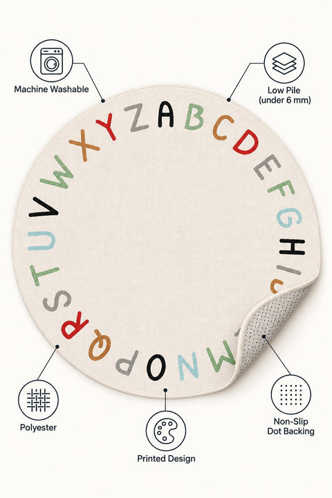 Figural Kids Round Rug – features