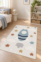 Figural Kids Shag Area Rug – Beige in a nursery