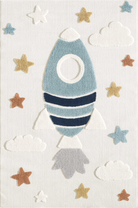 Figural Kids Shag Area Rug – Beige