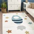 Figural Kids Shag Area Rug – Beige in a living room