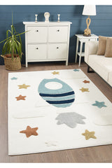 Figural Kids Shag Area Rug – Beige in a living room