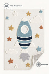Figural Kids Shag Area Rug – Beige – features