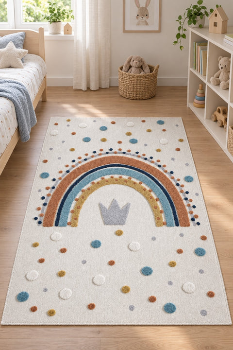Figural Kids Shag Area Rug – Cream in a nursery