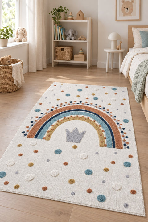 Figural Kids Shag Area Rug – Cream in a nursery