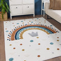 Figural Kids Shag Area Rug – Cream in a living room