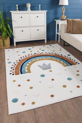 Figural Kids Shag Area Rug – Cream in a living room