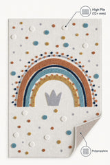 Figural Kids Shag Area Rug – Cream – features