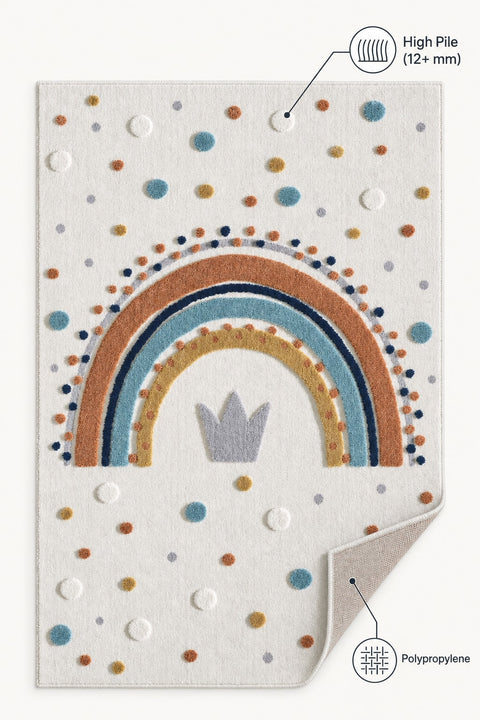 Figural Kids Shag Area Rug – Cream – features