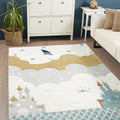 Figural Kids Shag Area Rug – Cream & Gray in a living room