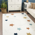 Figural Kids Shag Area Rug – Light Beige in a living room