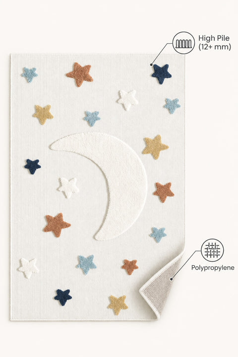 Figural Kids Shag Area Rug – Light Beige – features