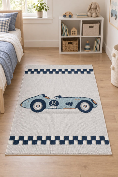 Figural Kids Shag Area Rug – Navy in a nursery
