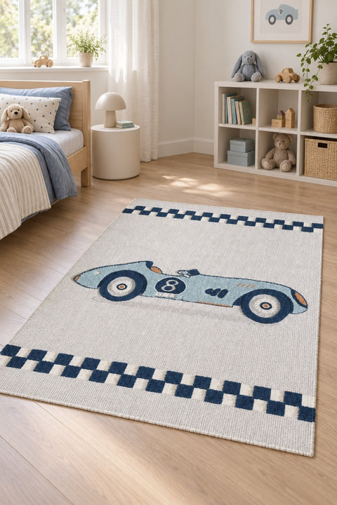 Figural Kids Shag Area Rug – Navy in a nursery