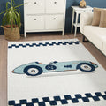 Figural Kids Shag Area Rug – Navy in a living room