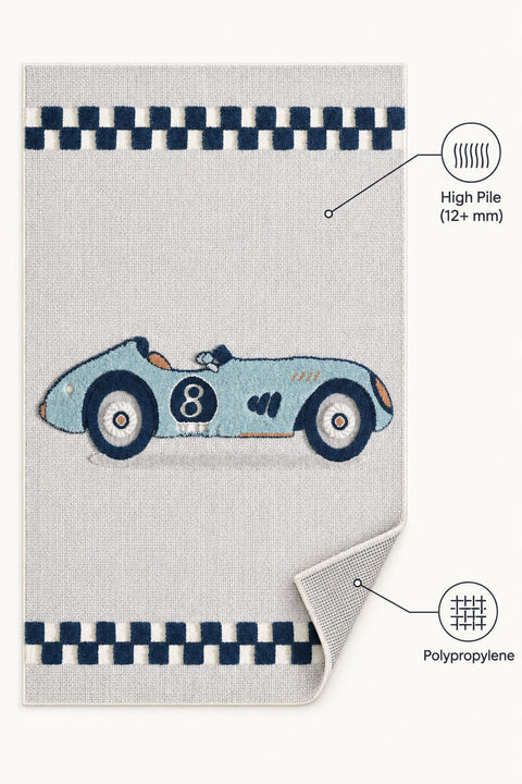Figural Kids Shag Area Rug – Navy – features