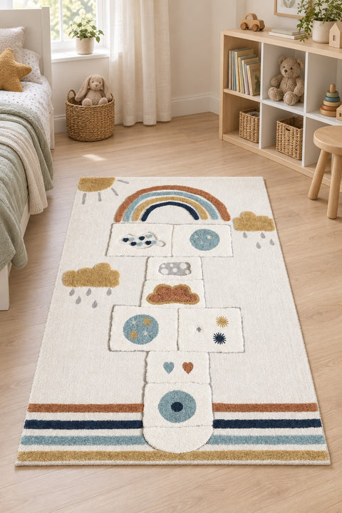 Figural Kids Shag Area Rug – Yellow in a nursery