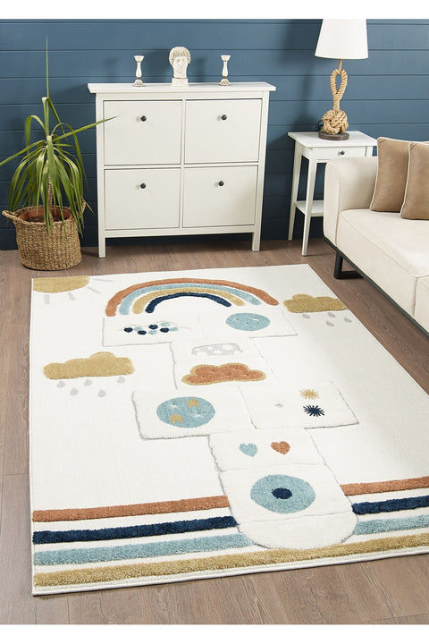Figural Kids Shag Area Rug – Yellow in a living room