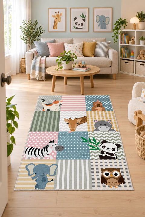 Figured Kids Area Rug in a living room
