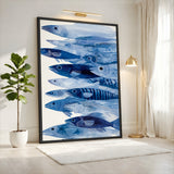Fish Coastal Wall Art – Layered Blue Line Art Sea Life Print
