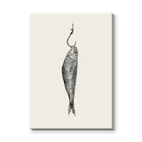 Fish Hook Vintage Wall Art – Black Ink Illustration on Cream